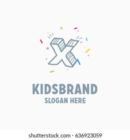 Vector cartoon isolated X sticker set. Alphabet can be used for scrap booking, posters, school projects.