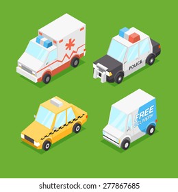 Vector Cartoon Isometric Cars