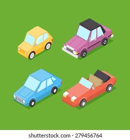 Vector Cartoon Isometric Cars