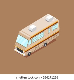 Vector Cartoon Isometric Motorhome