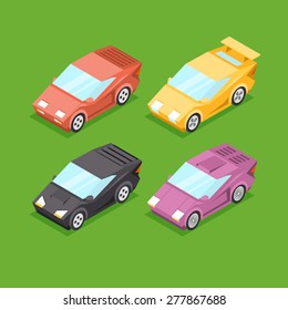 Vector Cartoon Isometric Super Cars