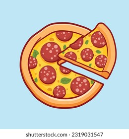 Vector cartoon italian pizza sliced 