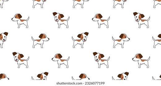 Dibujo vectorial jack russell terrier perro sin fisuras fondo de patrón para el diseño.