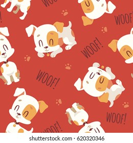vector cartoon jack russell terrier seamless pattern