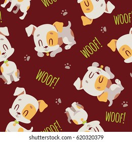 vector cartoon jack russell terrier seamless pattern