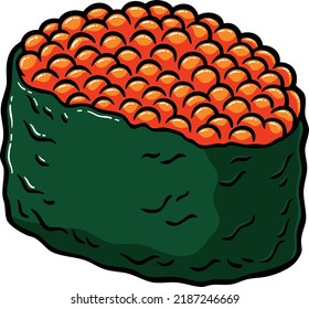 Vector Cartoon Japanese Food Ikura Sushi