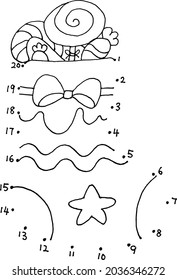 vector cartoon join to the dots with numbers education game pre school activity