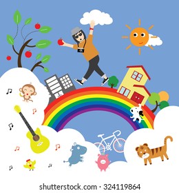 vector cartoon journey in nature 