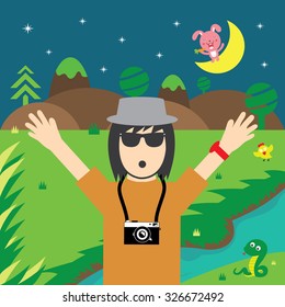 vector cartoon journey in nature  