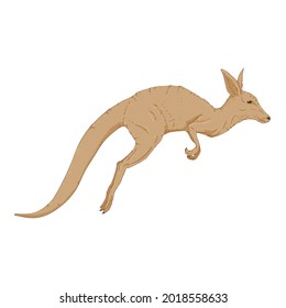 Vector Cartoon Jumping Kangaroo. Side View.