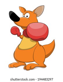 Vector cartoon kangaroo is a boxer