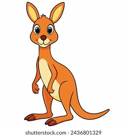 Vector of cartoon kangaroo illustration on white
