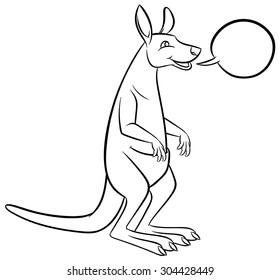 Vector cartoon kangaroo - outline art