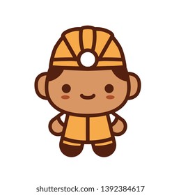 Vector Cartoon Kawaii Miner Isolated Illustration