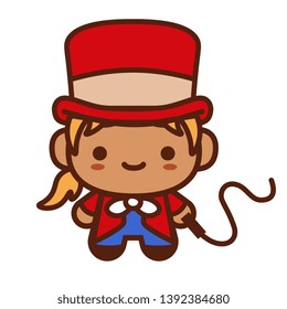 Vector Cartoon Kawaii Ringmaster Isolated Illustration