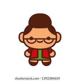 Vector Cartoon Kawaii Woman Isolated Illustration