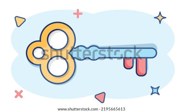 Vector Cartoon Key Icon Comic Style Stock Vector (Royalty Free