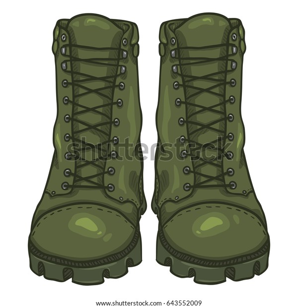 ベクターカートーンカーキアーミーブーツ 高級軍用靴 正面図 のベクター画像素材 ロイヤリティフリー