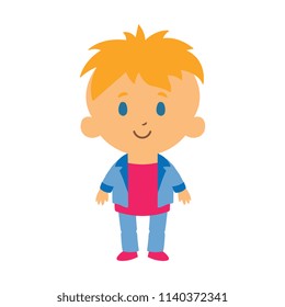 Vector Cartoon Kid Character Isolated On White Background