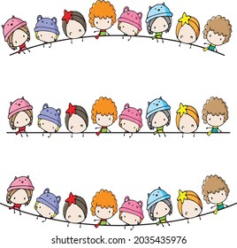 vector cartoon kids Children's background border frame card