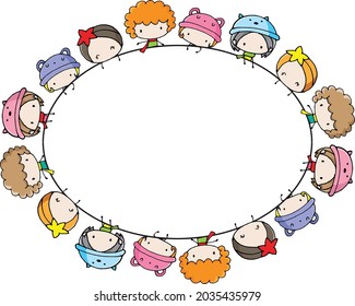 vector cartoon kids Children's background border frame card