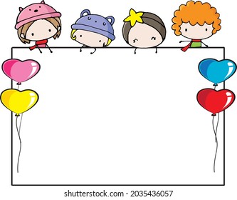 caricatura vectorial niños Tarjeta de marco de borde de fondo infantil