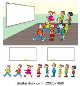 Vector cartoon kids classroom