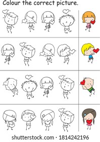 vector cartoon kids learning Match