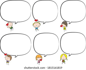 vector cartoon kids with speech bubble