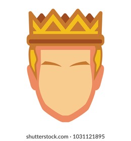 Vector Cartoon King Head Isolated On White Background