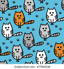 vector cartoon kittens. seamless pattern with cute funny kittens of various colors