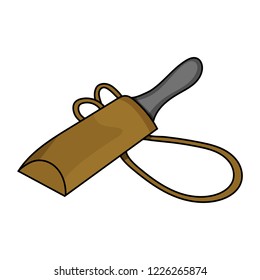 Vector Cartoon Knife in Case isolated on white background. Medieval Weapon. Adventure Items. Vector illustration for Your Design, Game, Card, Web.