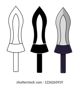 Vector Cartoon Knife isolated on white background. Medieval Weapon. Items for Computer Game Design. Adventure Equipment. Vector illustration for Your Design, Game, Card, Web.
