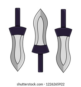 Vector Cartoon Knife isolated on white background. Medieval Weapon. Adventure Equipment. Vector illustration for Your Design, Game, Card, Web.
