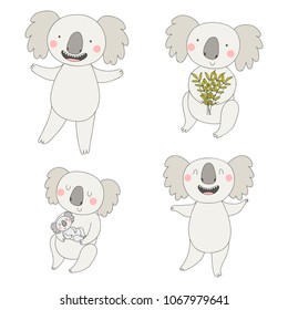 Vector cartoon koala set