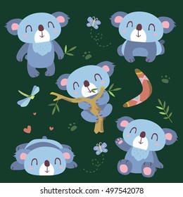 vector cartoon koala set
