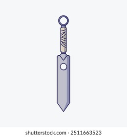 Vetor desenhos animados kunai faca ninja isolado no fundo branco.