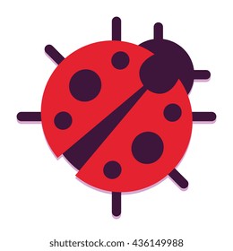Vector Cartoon Ladybug Icon Isolated On White Background