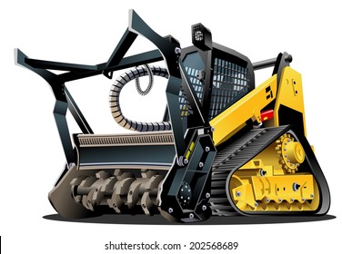 Vector Cartoon Land Clearing Mulcher