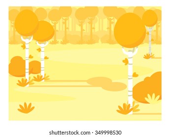Vector cartoon landscape. yellow forest.