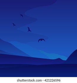 vector cartoon landscapes, horizontal nature background