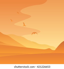 vector cartoon landscapes, horizontal nature background