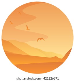 vector cartoon landscapes, horizontal nature background