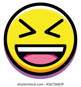 Vector Cartoon Laughing Face Isolated On White Background