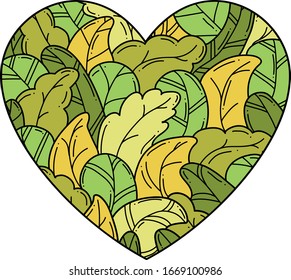 vector cartoon leaves heart illustration