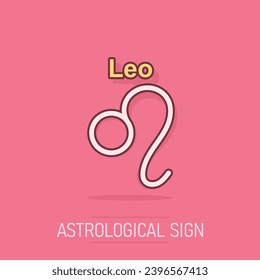 Vector cartoon leo zodiac icon in comic style. Astrology sign illustration pictogram. Leo horoscope business splash effect concept.