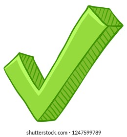 Vector Cartoon Light Green Ok Symbol. Yes sign.