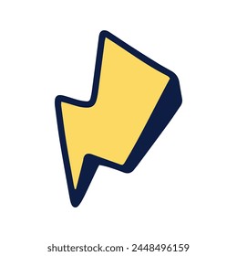 Icono del rayo de la historieta del Vector sobre fondo blanco.