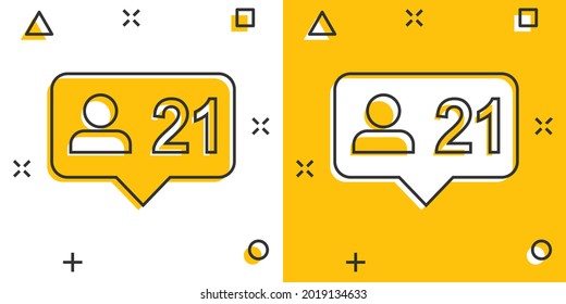 Vector cartoon like, comment, follower icon in comic style. Subscribe sign illustration pictogram. Confirmed business splash effect concept.