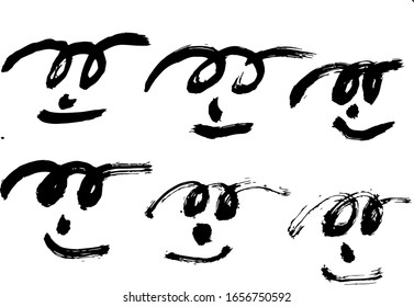  Vector cartoon line emoticon lick lips stock illustration